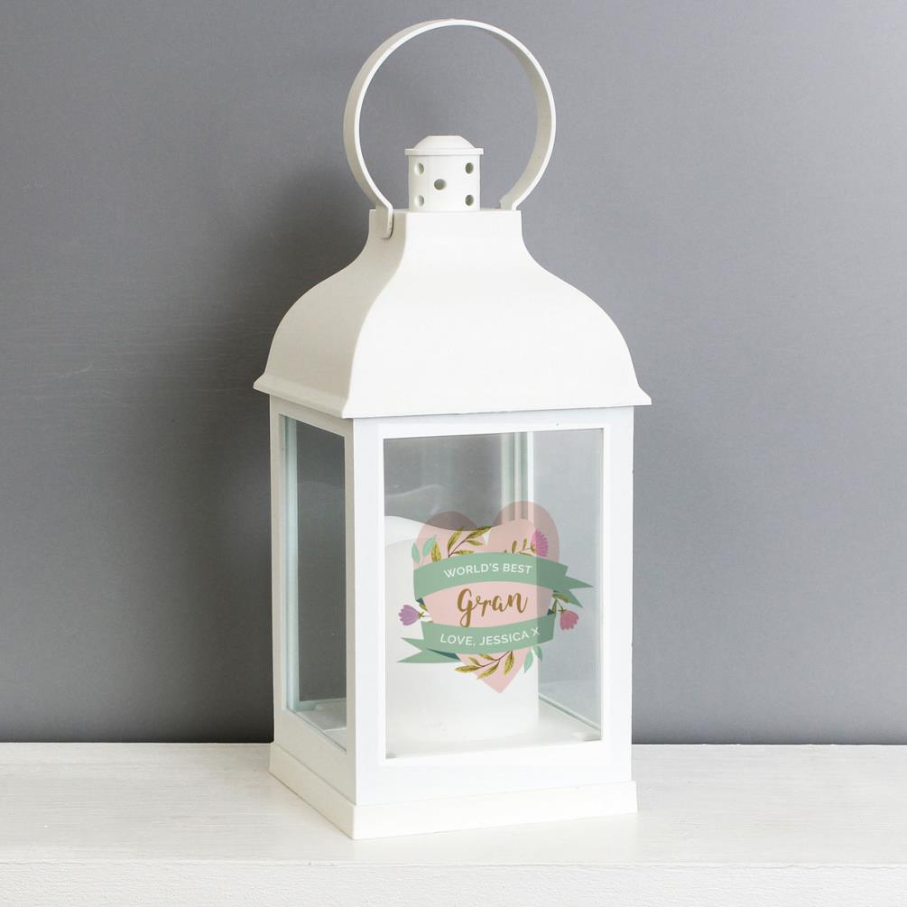 Personalised Floral White Lantern Extra Image 3